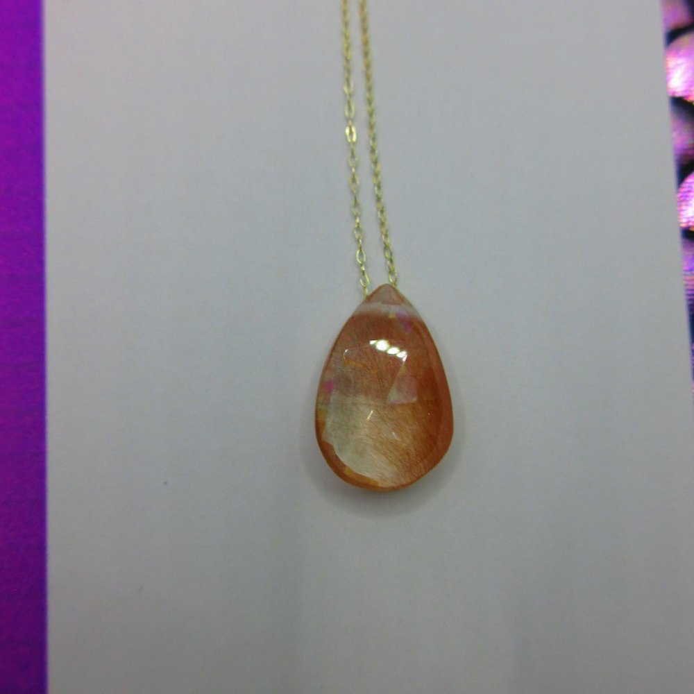 Rutilated Quartz Faceted Gemstone 18" Dainty Necklace